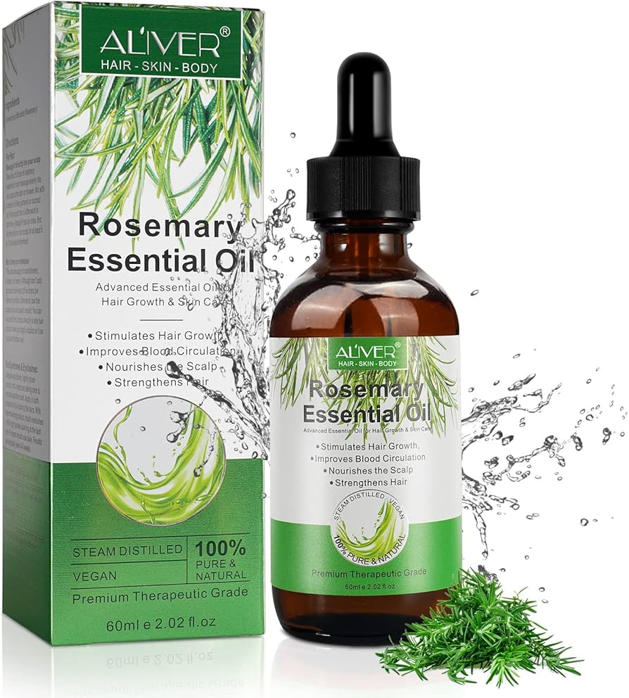 Rosemary Oil for Hair Growth, Rosemary Essential Oil for Stimulate Hair Growth, Massage Scalp and Boost Blood Circulation, Natrual Hair Oil for Aromatherapy & Diffuser for Women, Men - 60ML